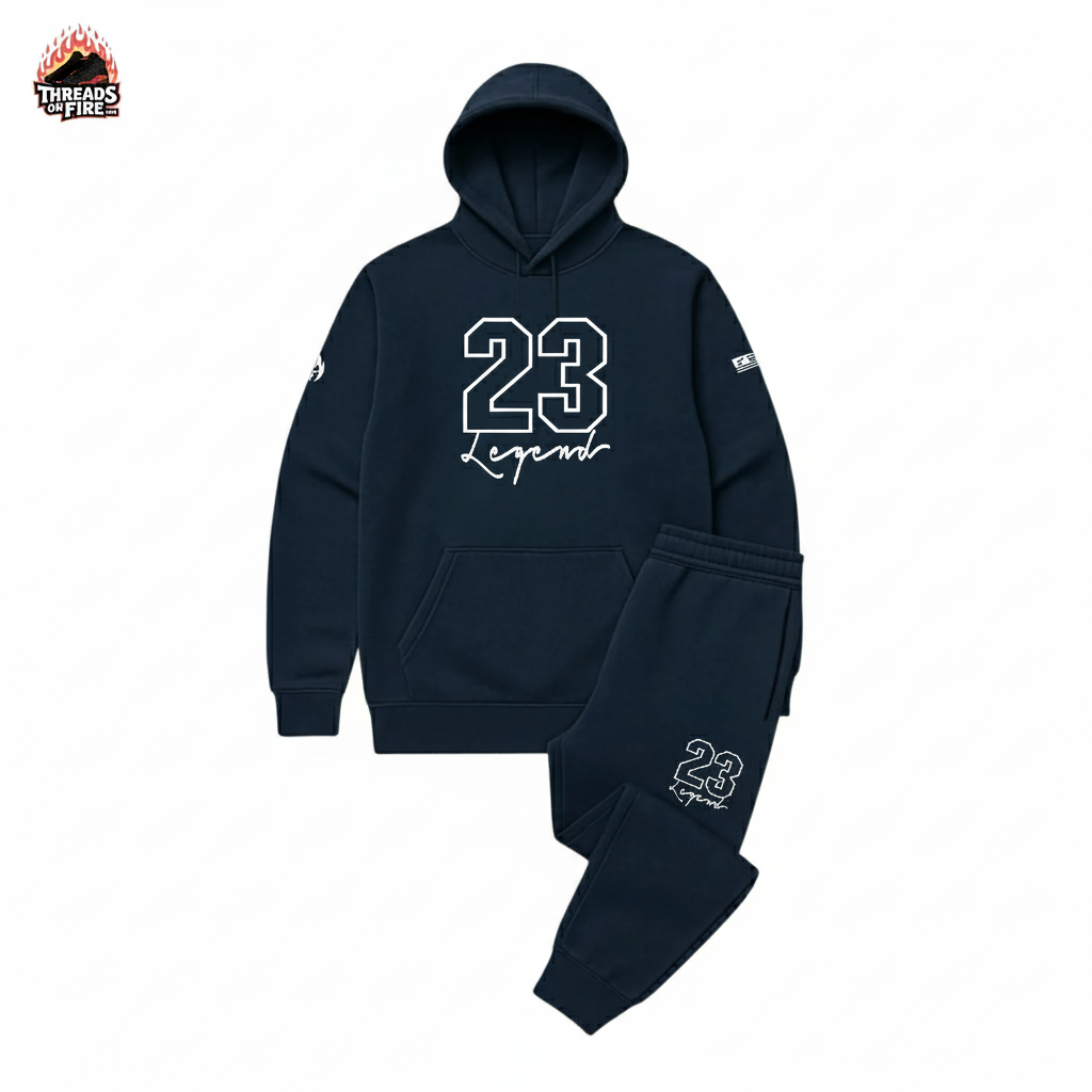 Men's Navy Blue Sweatsuit 23 Legend Hoodie & Joggers To Match Air Jordan 4 Navy White
