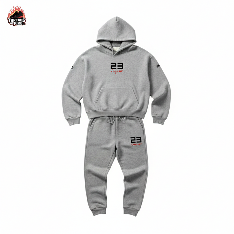 23 Legend Grey Sweatsuit To Match Air Jordan 4 Bred Reimagined Men's Sneakerhead Hoodie Joggers Set