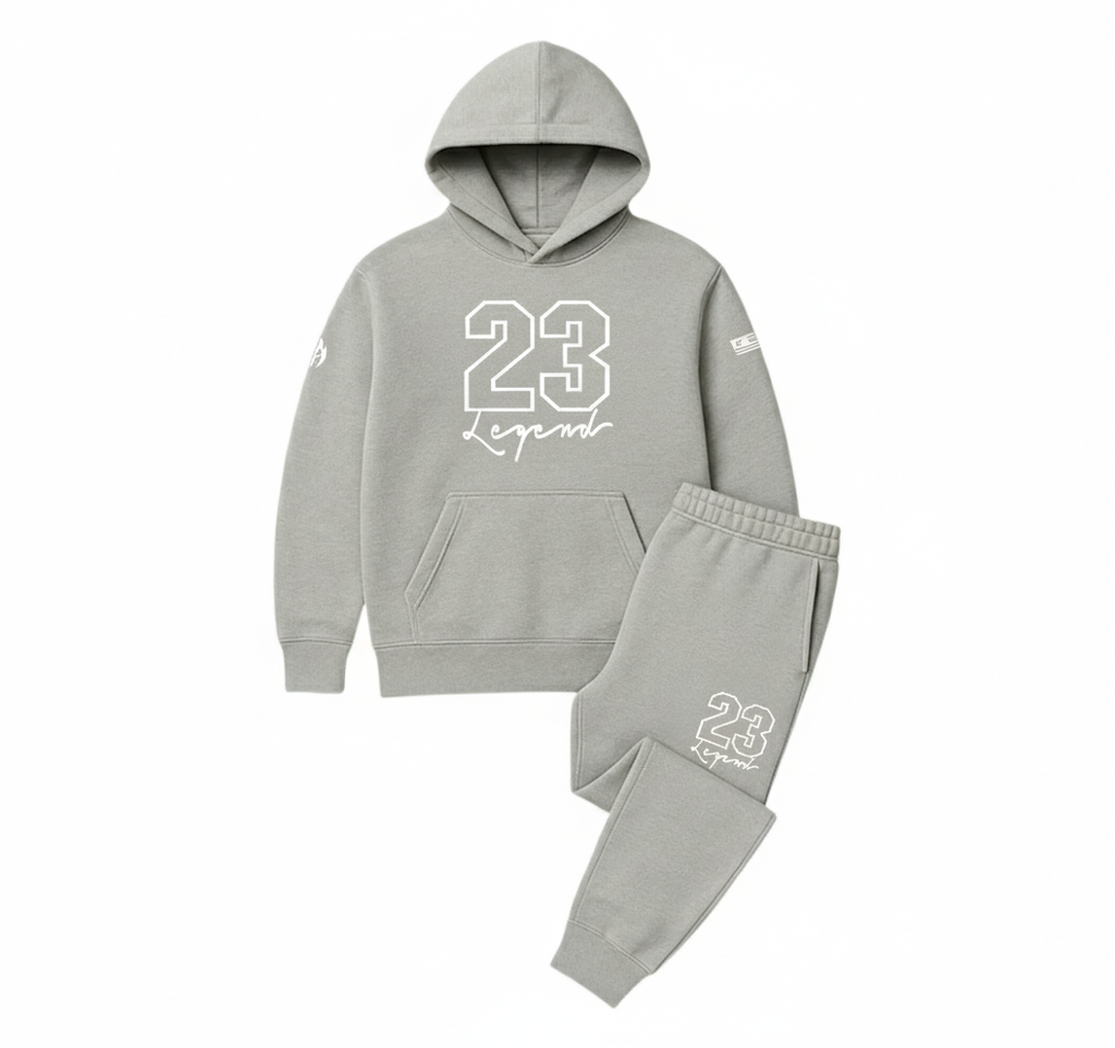 Men's '23 Legend' Grey Hoodie Joggers Sweatsuit 2pc Set | To Match Air Jordan 10 Steel 2025