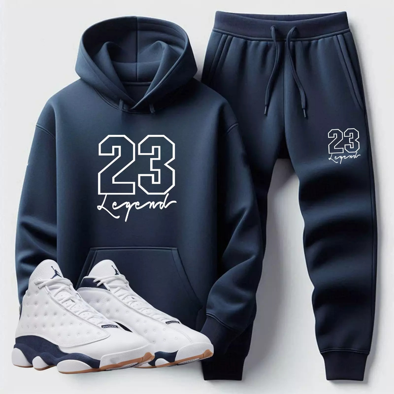 NavyBlue Tracksuit 23 Legend Hoodie Joggers Set Match Jordan 4 White Thunder